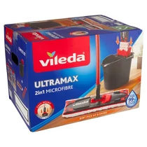 Vileda Ultramax 2in1 mikroszálas felmosó szett (Lapos Felmosófej + Nyél + Rongy + Vödör Csavarókosárral)