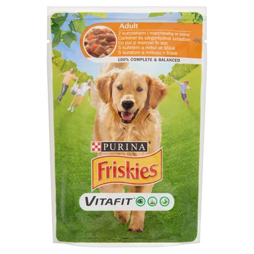 Friskies Vitafit Adult Alutasakos Kutyaeledel Csirkével és Sárgarépával Szószban 100 g (#20)
