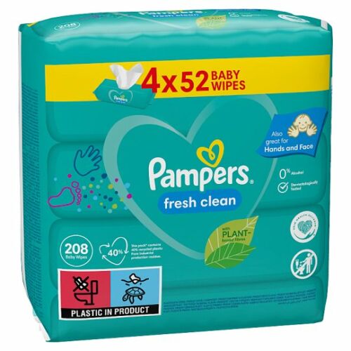 Pampers Fresh Clean Törlőkendő utántöltő quattropack 4x52 db = 208 db
