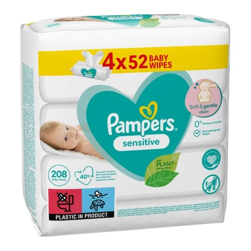 Pampers Sensitive Törlőkendő utántöltő quattropack 4x52 db = 208 db