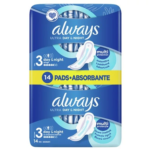 Always Ultra Day & Night (S3) Szárnyas Egészségügyi Betét, 14 Db