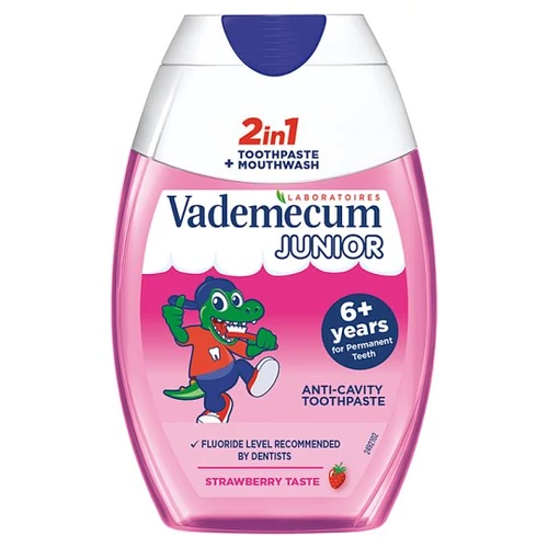 Vademecum 2in1 fogkrém+szájöblítő Junior eper 6 éves kortól 75 ml