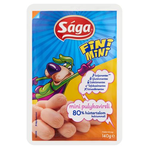 Sága Fini Mini füst ízesítésű mini pulykavirsli hozzáadott kalciummal 140 g (#10)