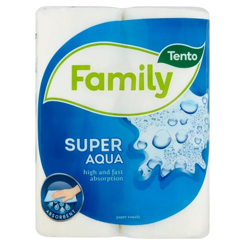 Tento Super Aqua Papírtörlő Fehér, 2 rétegű, 2x44 lap, 2x9,6 m=19,2 m