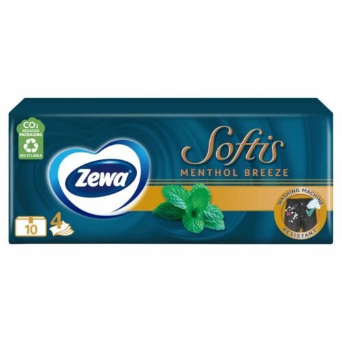 Zewa Softis Papírzsebkendő Menthol Breeze 4 rétegű, 10x9 db (#24)