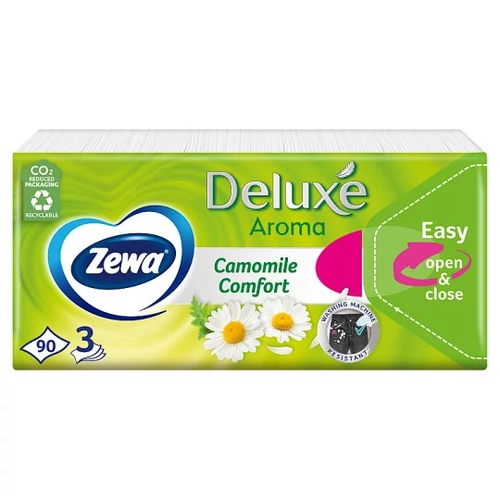 Zewa Deluxe Papírzsebkendő Camomile Comfort 3 rétegű, 90 db (#40)