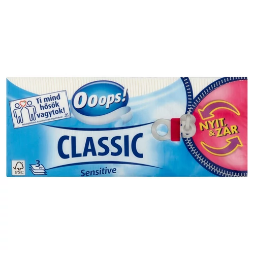 Ooops! Classic Papírzsebkendő Sensitive 3 rétegű, 90 db (#20)