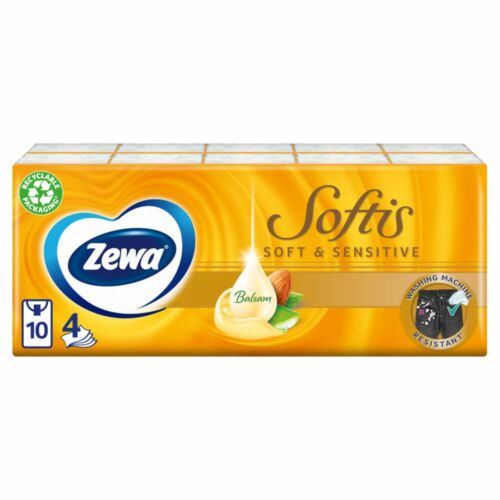 Zewa Softis Papírzsebkendő Soft & Sensitive 4 rétegű, 10x9 db (#18)