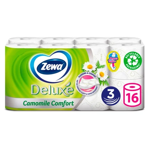 Zewa Deluxe Toalettpapír Camomile Comfort Fehér 3 rétegű 16 tekercs (#3)