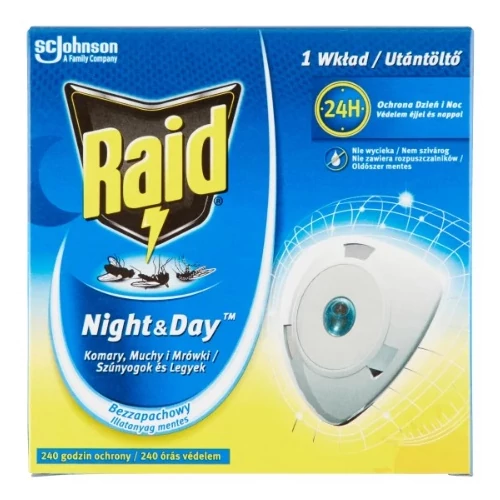 Raid Night&Day Elektromos Szúnyog- és Légyírtó Korong Utántöltő 1 db 10 Napra