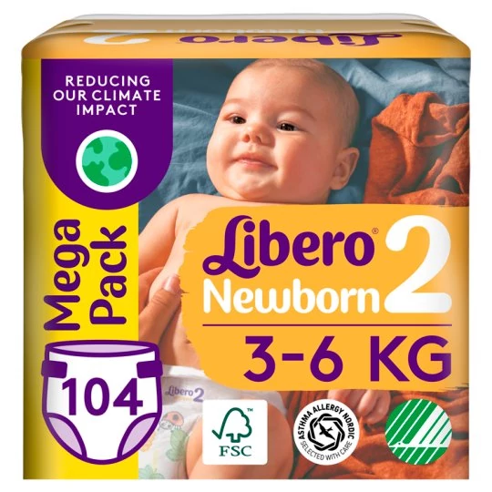 Libero Newborn Pelenka (2) 3-6 kg 104 db 