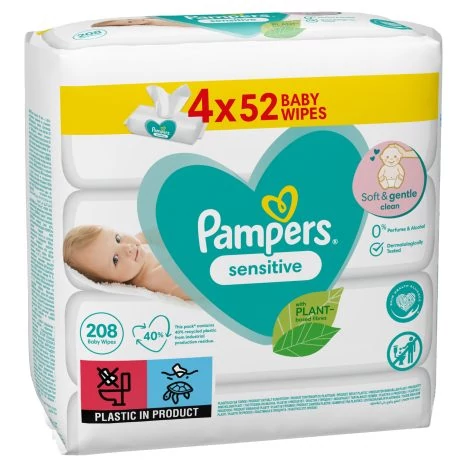 Pampers Sensitive Törlőkendő utántöltő quattropack 4x52 db = 208 db