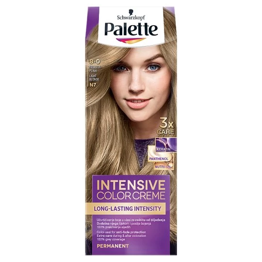 Schwarzkopf Palette Intensive Color Creme tartós hajfesték 8-0 világosszőke (N7)