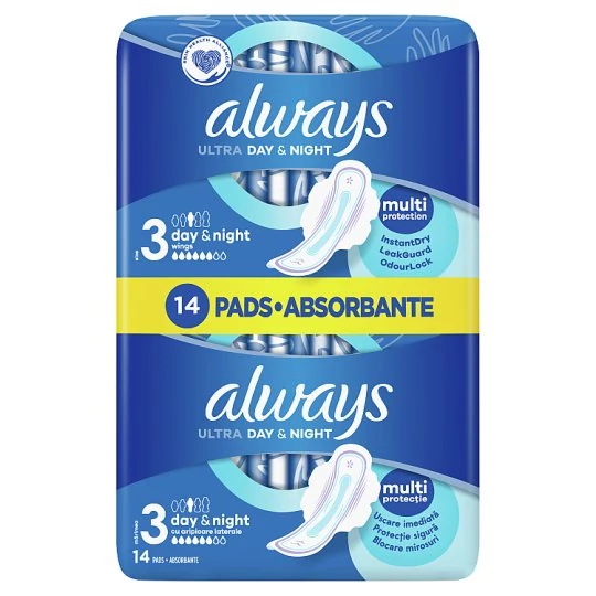 Always Ultra Day & Night (S3) Szárnyas Egészségügyi Betét, 14 Db