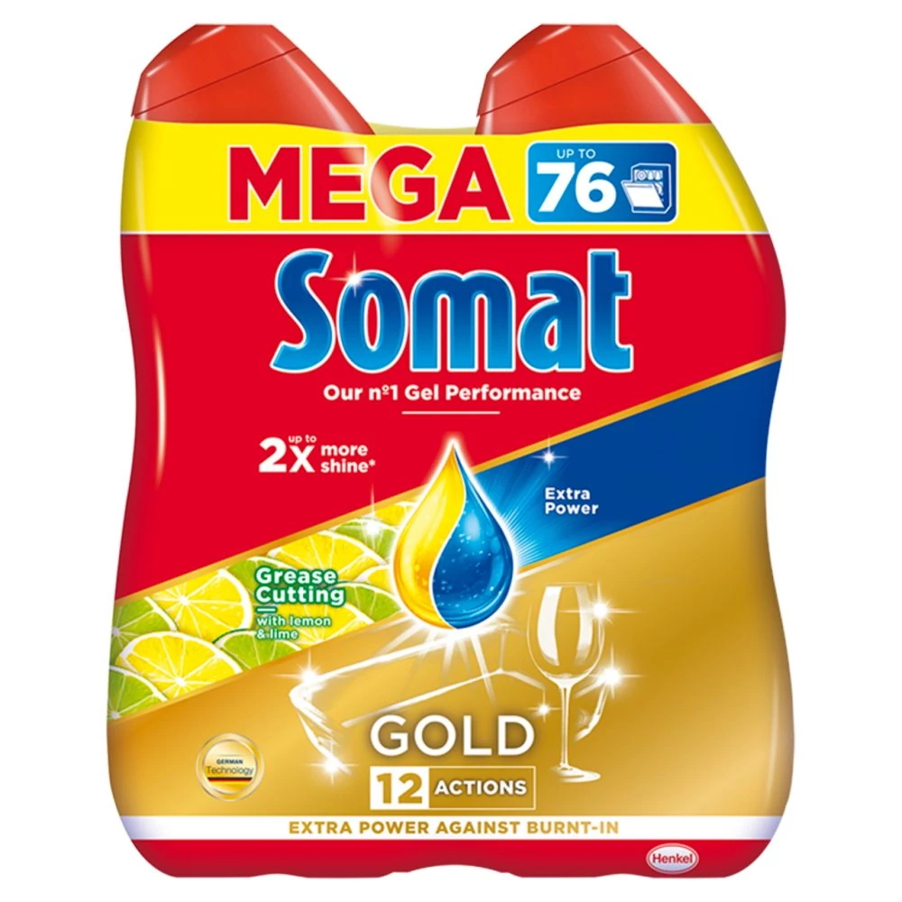 Somat Grease Cutting Lemon&Lime mosogatógép gél 76 mosogatás 2 x 684 ml