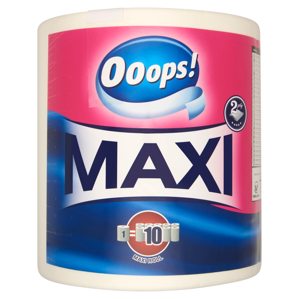 Ooops! Maxi Papírtörlő Fehér, 2 rétegű, 500 lap, 100 m