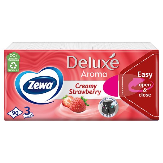 Zewa Deluxe Papírzsebkendő Creamy Strawberry 3 rétegű, 90 db (#40)