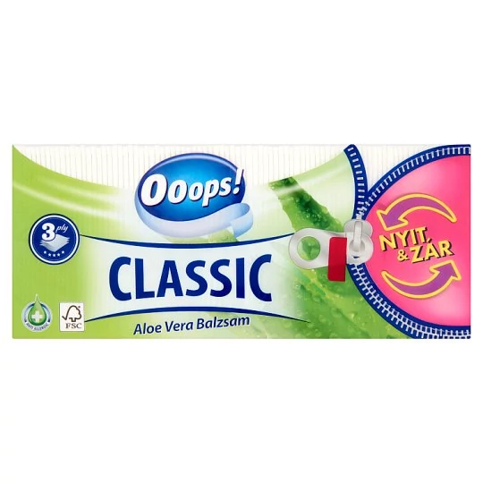 Ooops! Classic Papírzsebkendő Aloe Vera Balsam 3 rétegű, 90 db (#20)