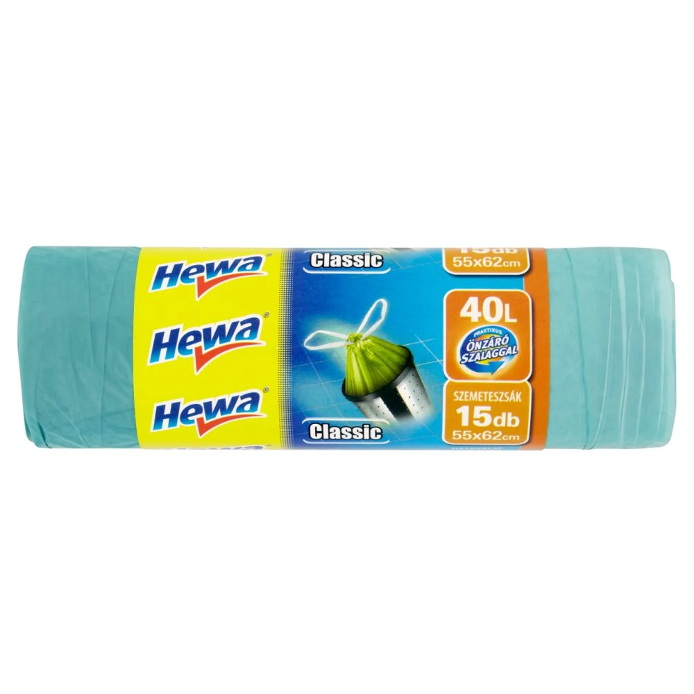Hewa Classic Szemetes Zsák Önzáró Szalaggal 40 l, 15 db