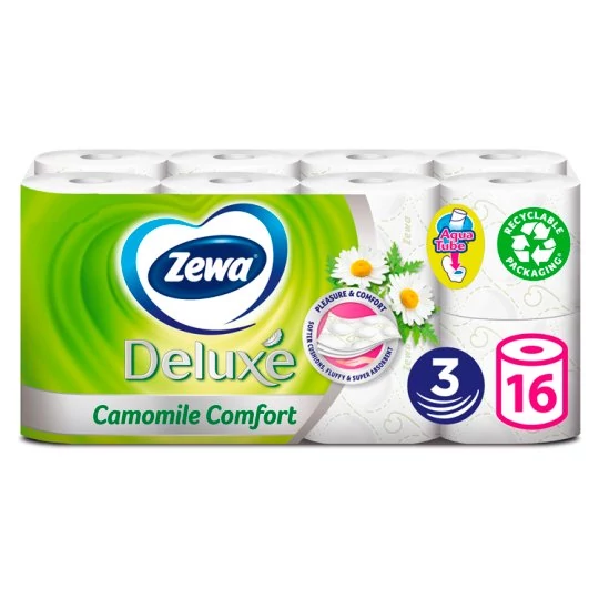 Zewa Deluxe Toalettpapír Camomile Comfort Fehér 3 rétegű 16 tekercs (#3)