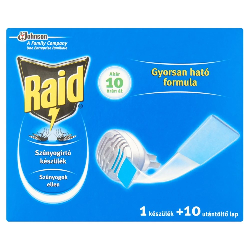 Raid Elektromos Lapkás Szúnyogriasztó Készülék 10 db Lapkával