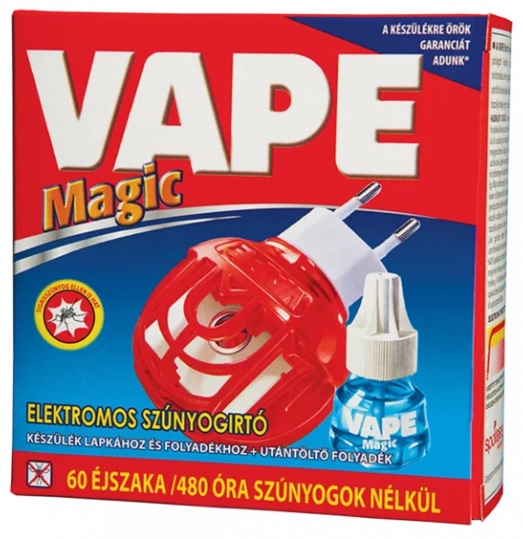 Vape Magic Elektromos Szúnyogírtó Készülék + Utántöltő Folyadék 60 éjszakás 36 ml