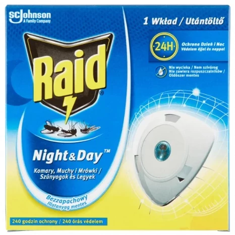 Raid Night&Day Elektromos Szúnyog- és Légyírtó Korong Utántöltő 1 db 10 Napra