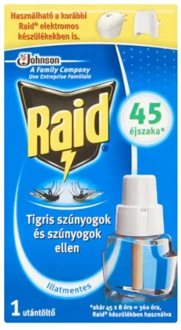 Raid Elektromos Szúnyogírtó Folyadék Utántöltő 45 Éjszakás 27 ml