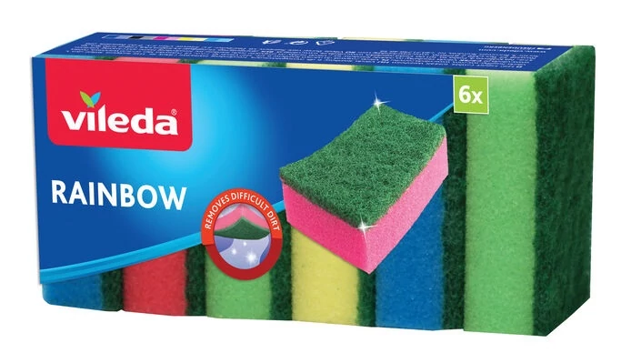 Vileda Rainbow Higiénikus Mosogatószivacs Dörzsivel 6 db 