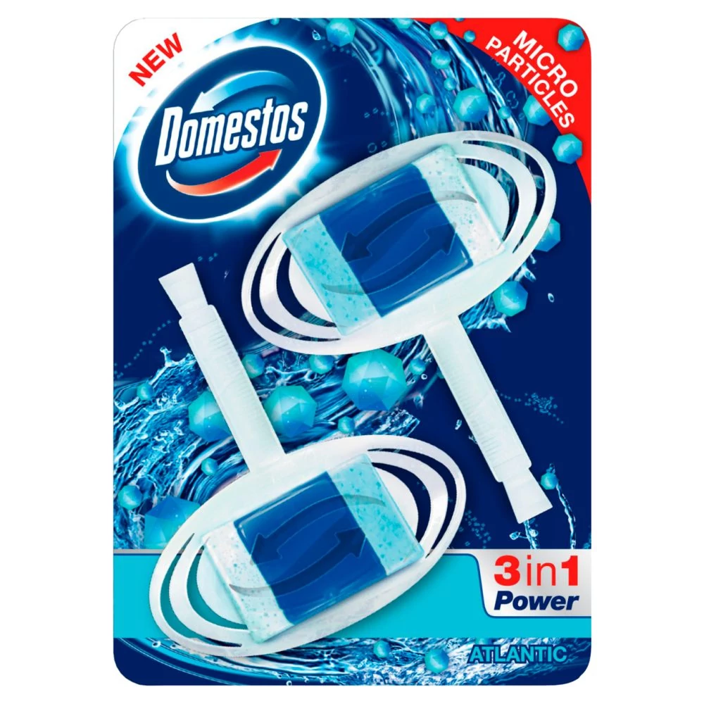 Domestos 3in1 WC Tisztító Rúd Kosárral Atlantic 2x40 g=80 g 